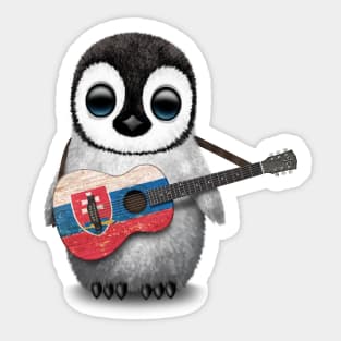 Baby Penguin Playing Slovakian Flag Guitar Sticker